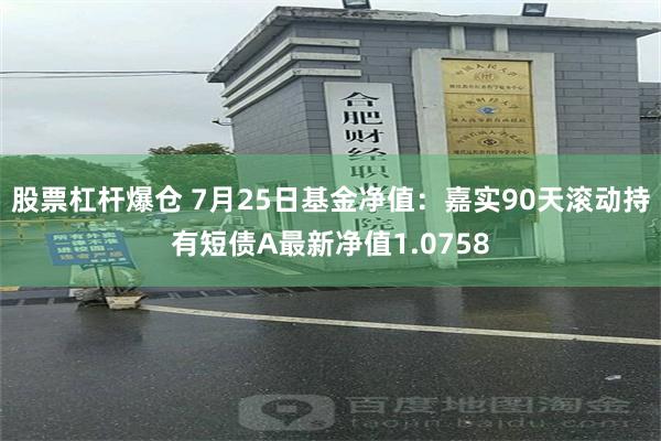 股票杠杆爆仓 7月25日基金净值：嘉实90天滚动持有短债A最新净值1.0758