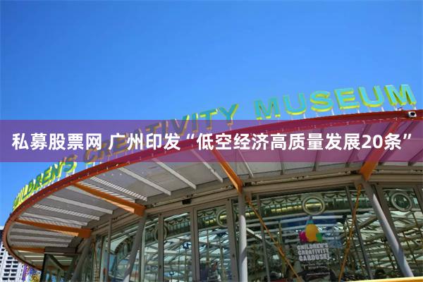 私募股票网 广州印发“低空经济高质量发展20条”