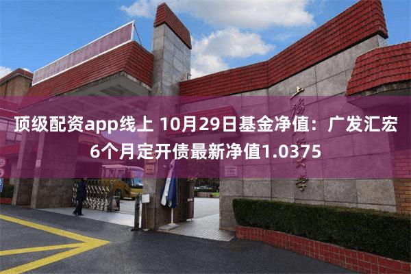 顶级配资app线上 10月29日基金净值：广发汇宏6个月定开债最新净值1.0375